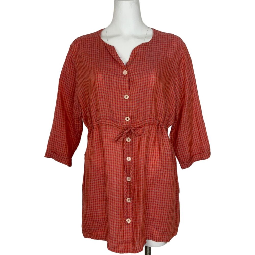 Flax Linen 3/4 sleeve Tunic Blouse